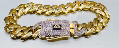 10K GOLD CLASSIC MONACO BRACELET 8”, WEIGHT: 14.4gm, WIDTH: 10.9mm