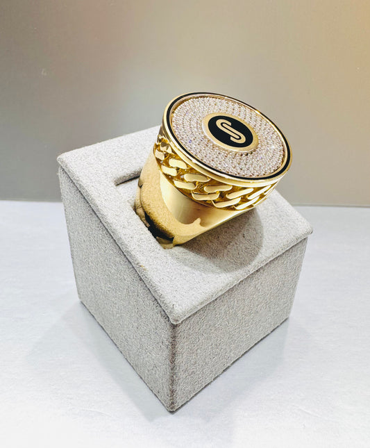 10K GOLD MONACO LINK RING, WEIGHT: 13.6gm, SIZE: 10