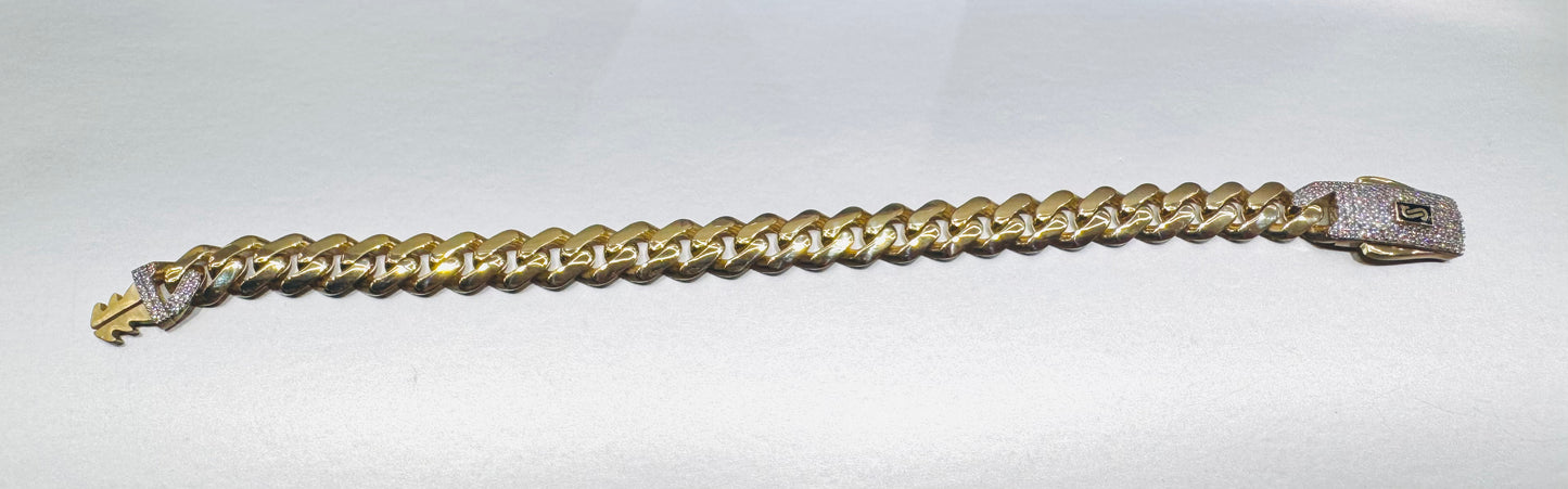 10K GOLD CLASSIC MONACO BRACELET 7”, WEIGHT: 11.3gm, WIDTH: 10mm