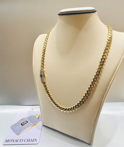 10K GOLD CLASSIC MONACO CHAIN 20”, WEIGHT: 22.3gm, WIDTH: 8.7mm