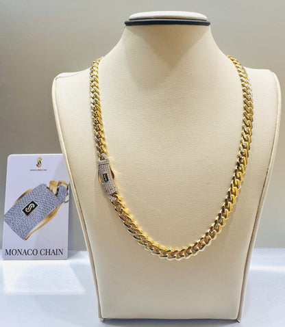 10K GOLD CLASSIC MONACO CHAIN 16”, WEIGHT: 12.8gm, WIDTH: 6.4mm