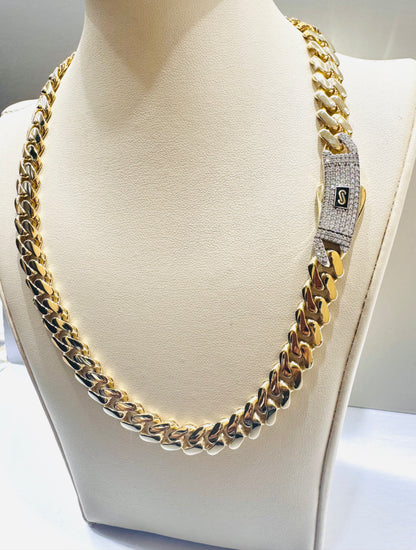10K GOLD CLASSIC MONACO CHAIN 16”, WEIGHT: 21.4gm, WIDTH: 9.2mm