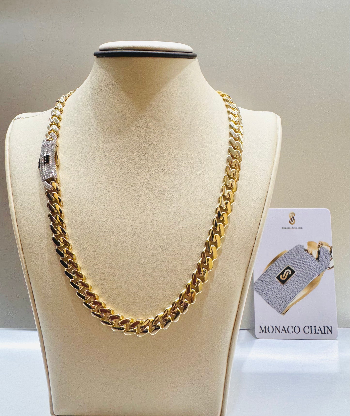10K GOLD CLASSIC MONACO CHAIN 20”, WEIGHT: 25gm, WIDTH: 10.3mm