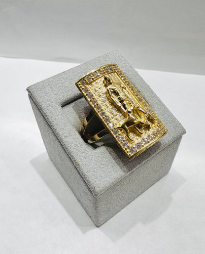 10K GOLD SAN LAZARO RING WITH CZ STONES, SIZE: 10.5, WEIGHT: 9.5gm