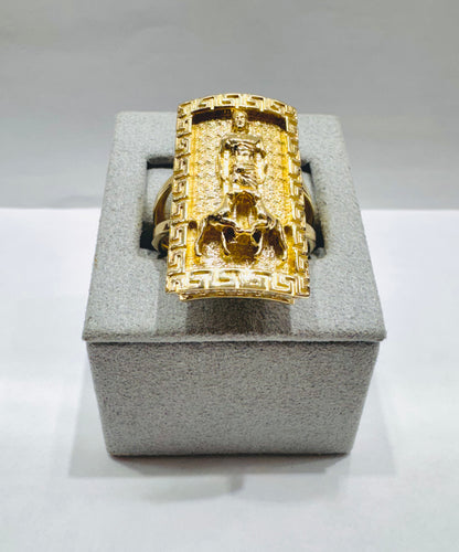 10K GOLD SAN LAZARO WITH VERSACE BORDER, WEIGHT: 9.2gm, SIZE: 11.5