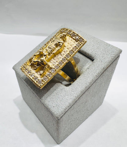 10K GOLD SAN LAZARO RING WITH CZ STONES, SIZE: 10.5, WEIGHT: 9.5gm