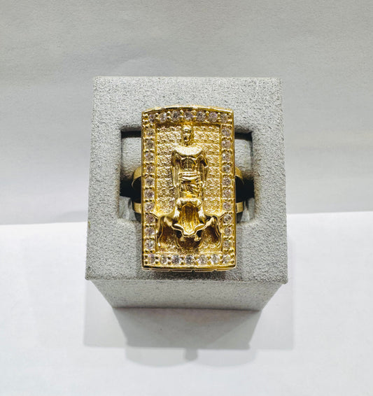 10K GOLD SAN LAZARO RING WITH CZ STONES, SIZE: 10.5, WEIGHT: 9.5gm