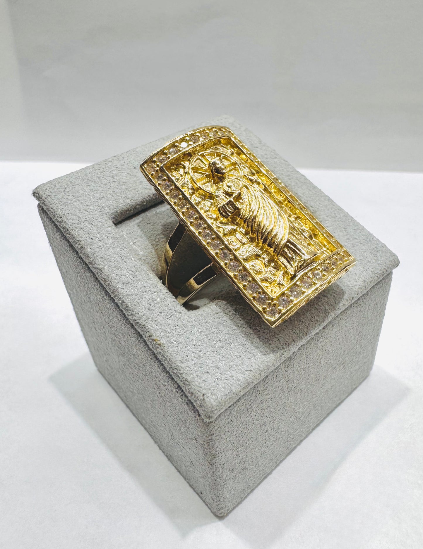 10K GOLD SAINT JUDE RING WITH CZ STONES, WEIGHT: 6.4gm, SIZE: 10