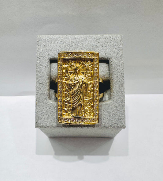 10K GOLD SAINT JUDE RING WITH CZ STONES, WEIGHT: 6.4gm, SIZE: 10