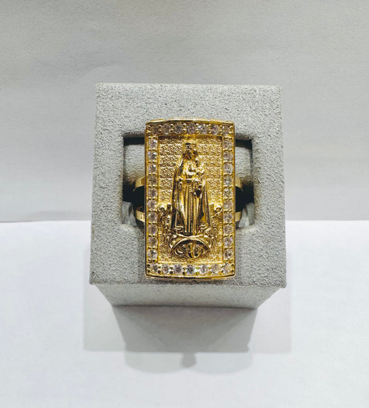 10K GOLD VIRGIN MARY RING WITH CZ STONES, WEIGHT: 7.4gm, SIZE: 10.5
