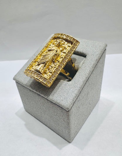 10K GOLD SAINT JUDE RING WITH CZ STONES, WEIGHT: 6.4gm, SIZE: 10