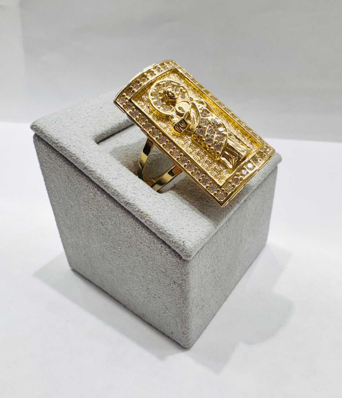 10K GOLD SAINT JUDE RING WITH CZ STONES, WEIGHT: 8.4gm, SIZE: 10