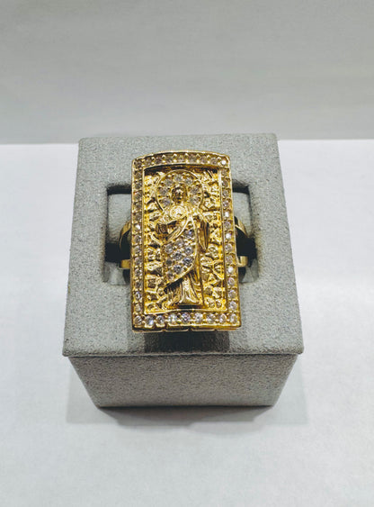 10K GOLD SAINT JUDE RING WITH CZ STONES, WEIGHT: 6.5gm, SIZE: 11