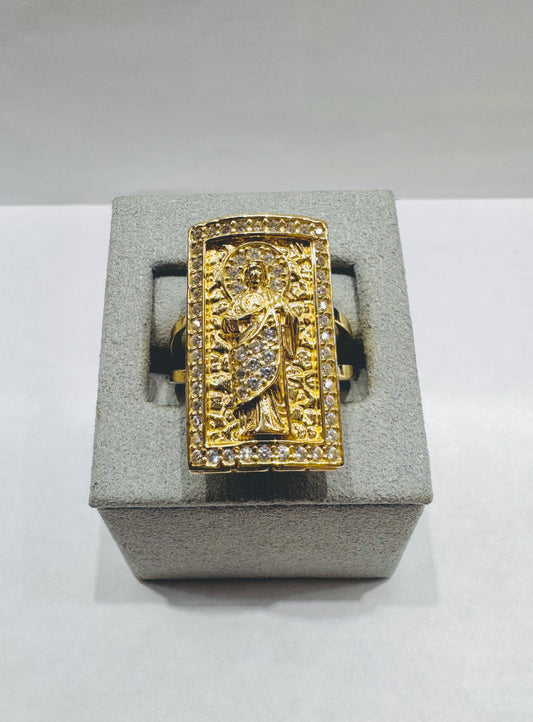 10K GOLD SAINT JUDE RING WITH CZ STONES, WEIGHT: 6.5gm, SIZE: 11