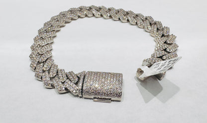 SILVER MOISSANITE MIAMI CUBAN LINK BRACELET 8.5”, 9.95CT, WIDTH: 13mm