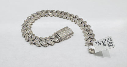 SILVER MOISSANITE MIAMI CUBAN LINK BRACELET 8.5”, 9.95CT, WIDTH: 13mm