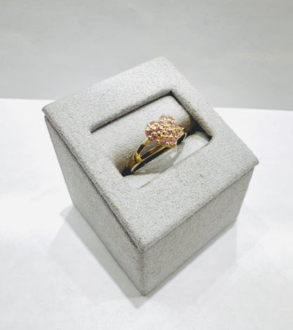 10K GOLD SMALL HEART RING WITH PINK CZ STONES, WEIGHT: 1.8gm, SIZE: 7