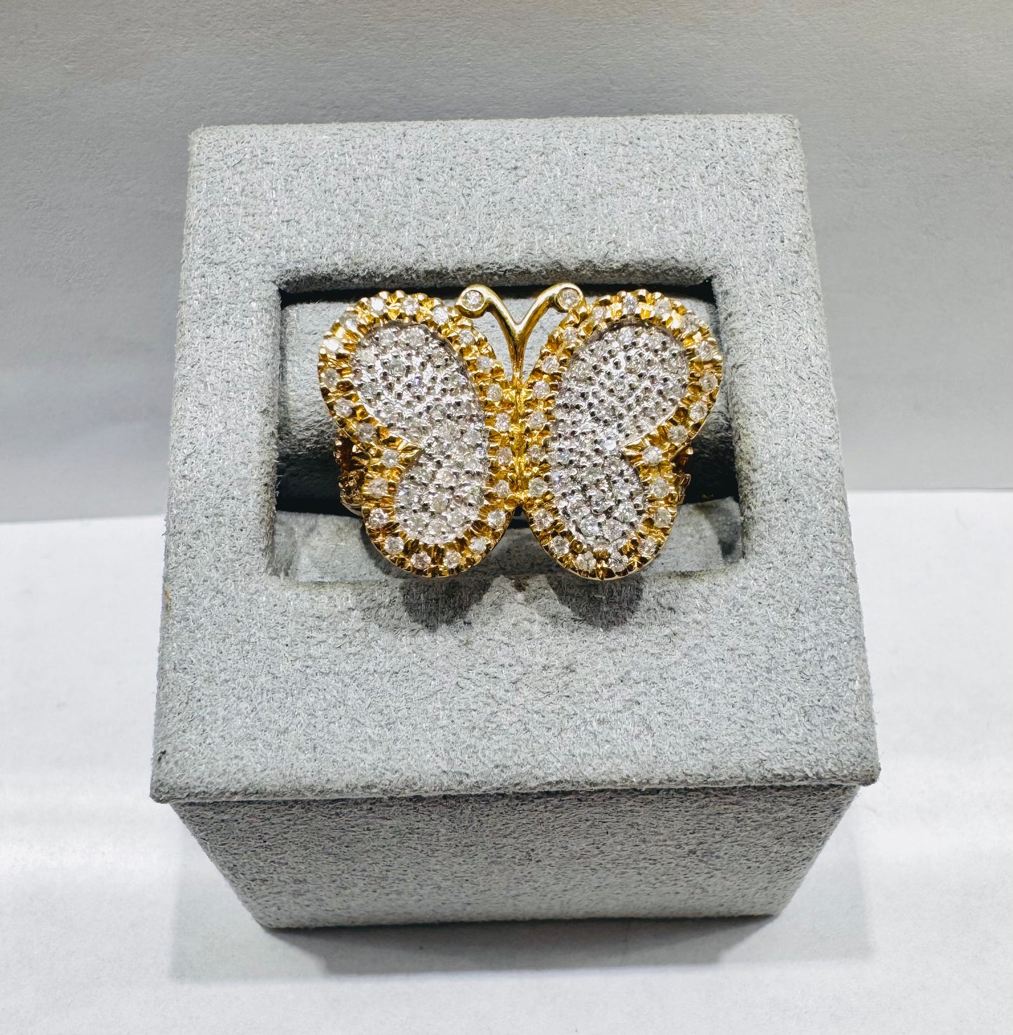 10K GOLD NATURAL DIAMOND BUTTERFLY RING 0.53CTW, SIZE: 7