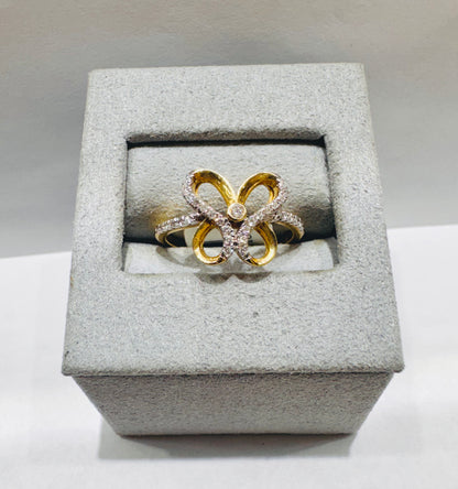 14K GOLD NATURAL DIAMOND BUTTERFLY RING 0.20CT, SIZE: 7
