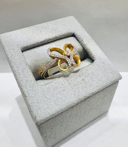 14K GOLD NATURAL DIAMOND BUTTERFLY RING 0.20CT, SIZE: 7
