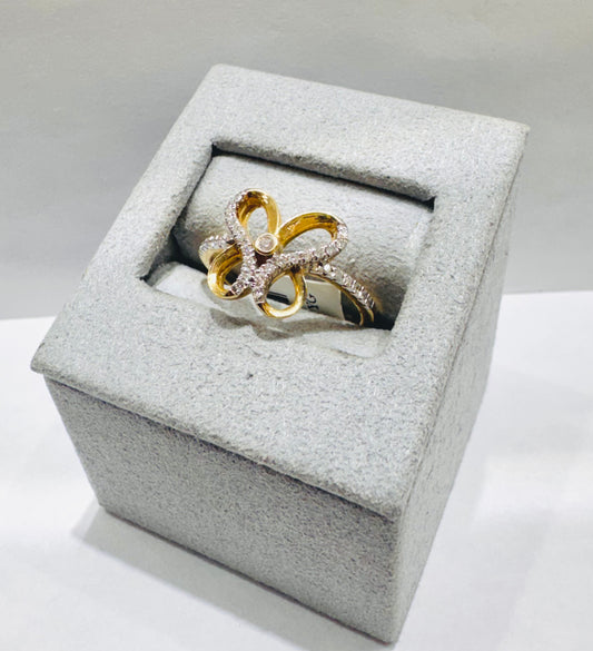 14K GOLD NATURAL DIAMOND BUTTERFLY RING 0.20CT, SIZE: 7