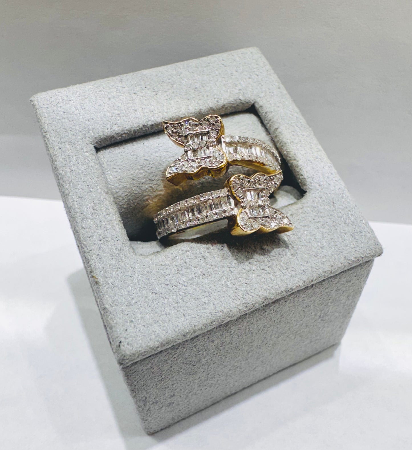 10K GOLD NATURAL DIAMOND BUTTERFLY RING 0.75CT, SIZE: 7
