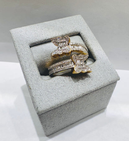 10K GOLD NATURAL DIAMOND BUTTERFLY RING 0.75CT, SIZE: 7