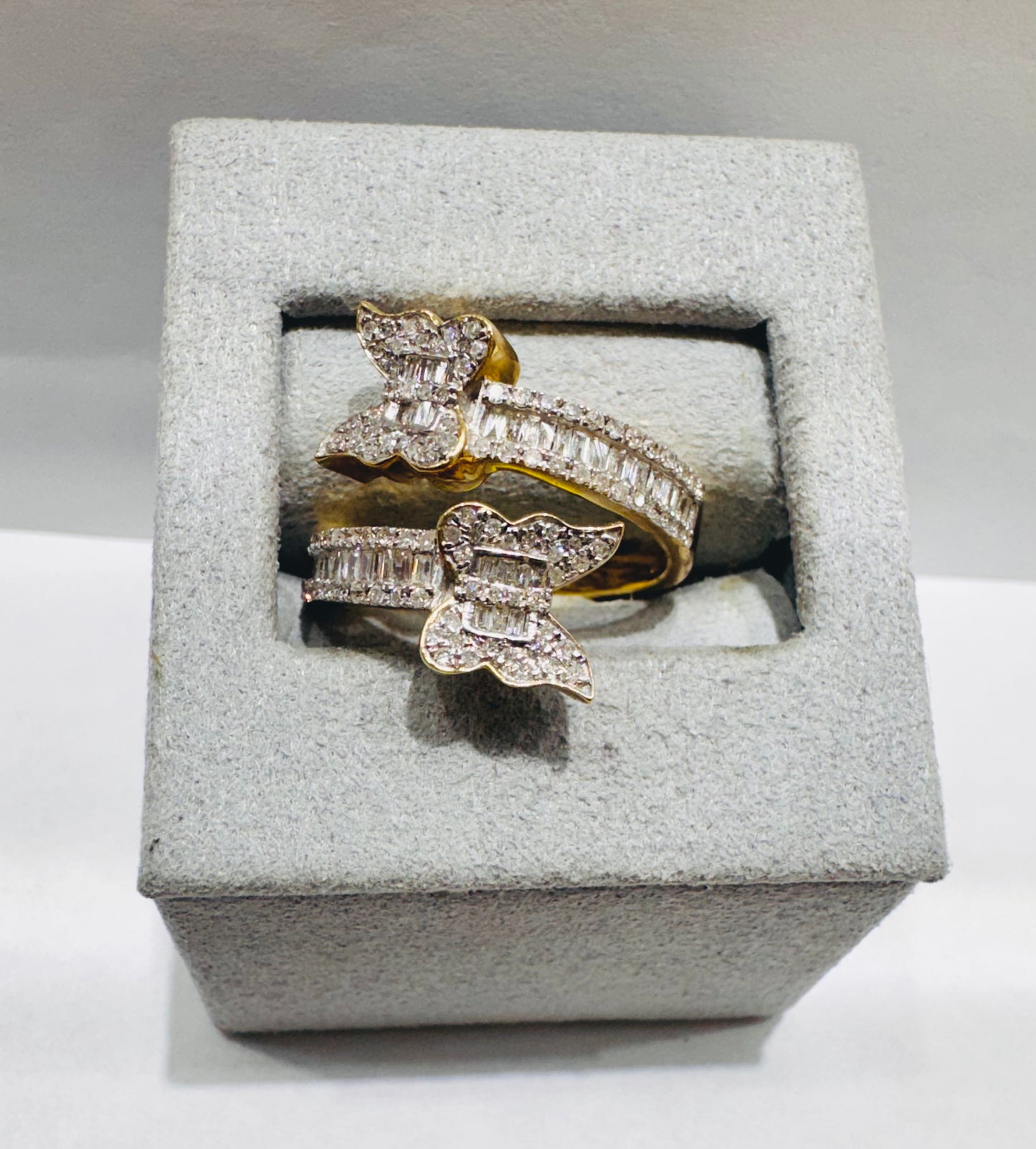 10K GOLD NATURAL DIAMOND BUTTERFLY RING 0.75CT, SIZE: 7
