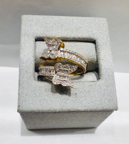 10K GOLD NATURAL DIAMOND BUTTERFLY RING 0.75CT, SIZE: 7