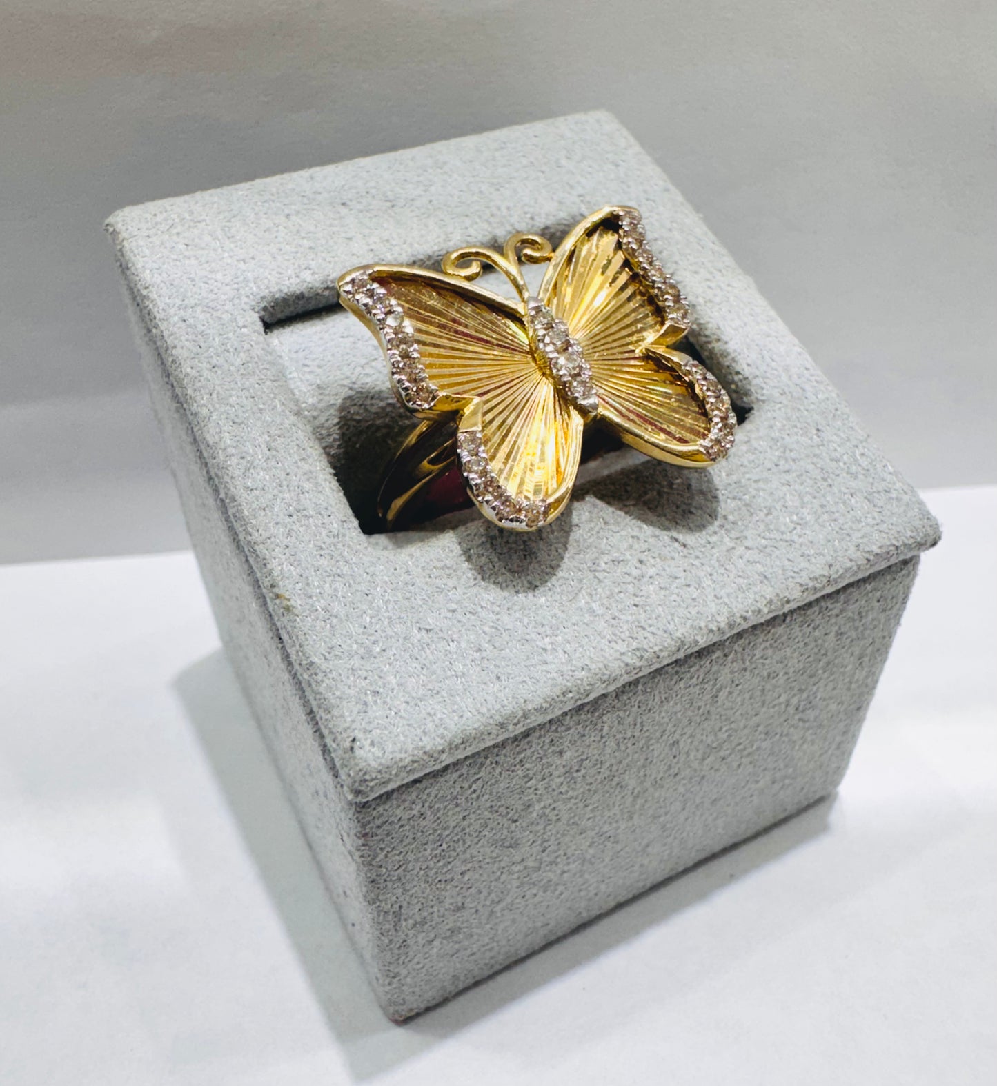 10K GOLD NATURAL DIAMOND BUTTERFLY RING 0.25CT, SIZE: 7