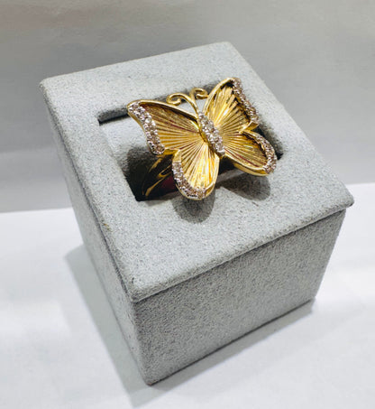 10K GOLD NATURAL DIAMOND BUTTERFLY RING 0.25CT, SIZE: 7