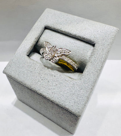 10K WHITE GOLD NATURAL DIAMOND BUTTERFLY RING 0.36CT, SIZE: 7