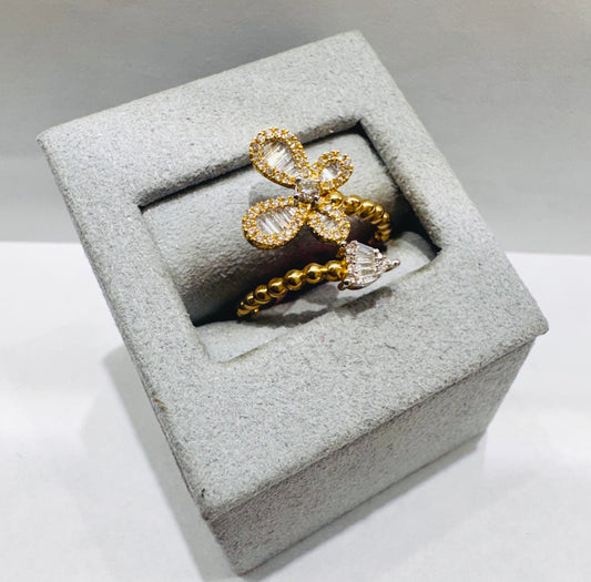 10K GOLD NATURAL DIAMOND BUTTERFLY RING 0.40CT, SIZE: 7