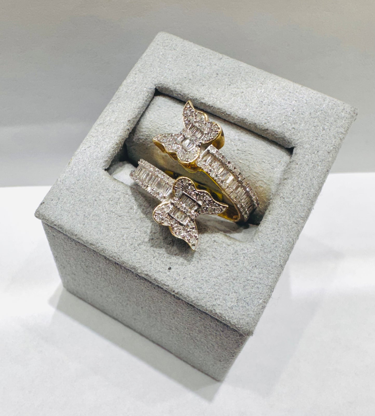 10K GOLD NATURAL DIAMOND BUTTERFLY RING 0.75CT, SIZE: 7