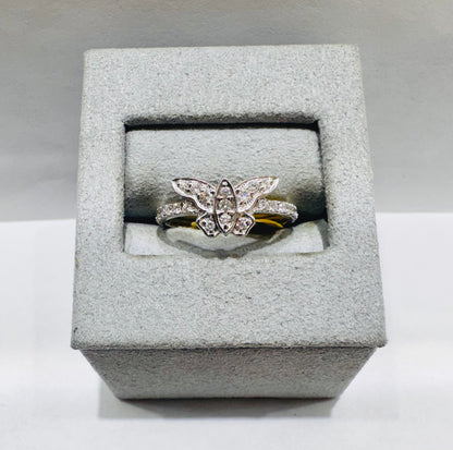 10K WHITE GOLD NATURAL DIAMOND BUTTERFLY RING 0.36CT, SIZE: 7