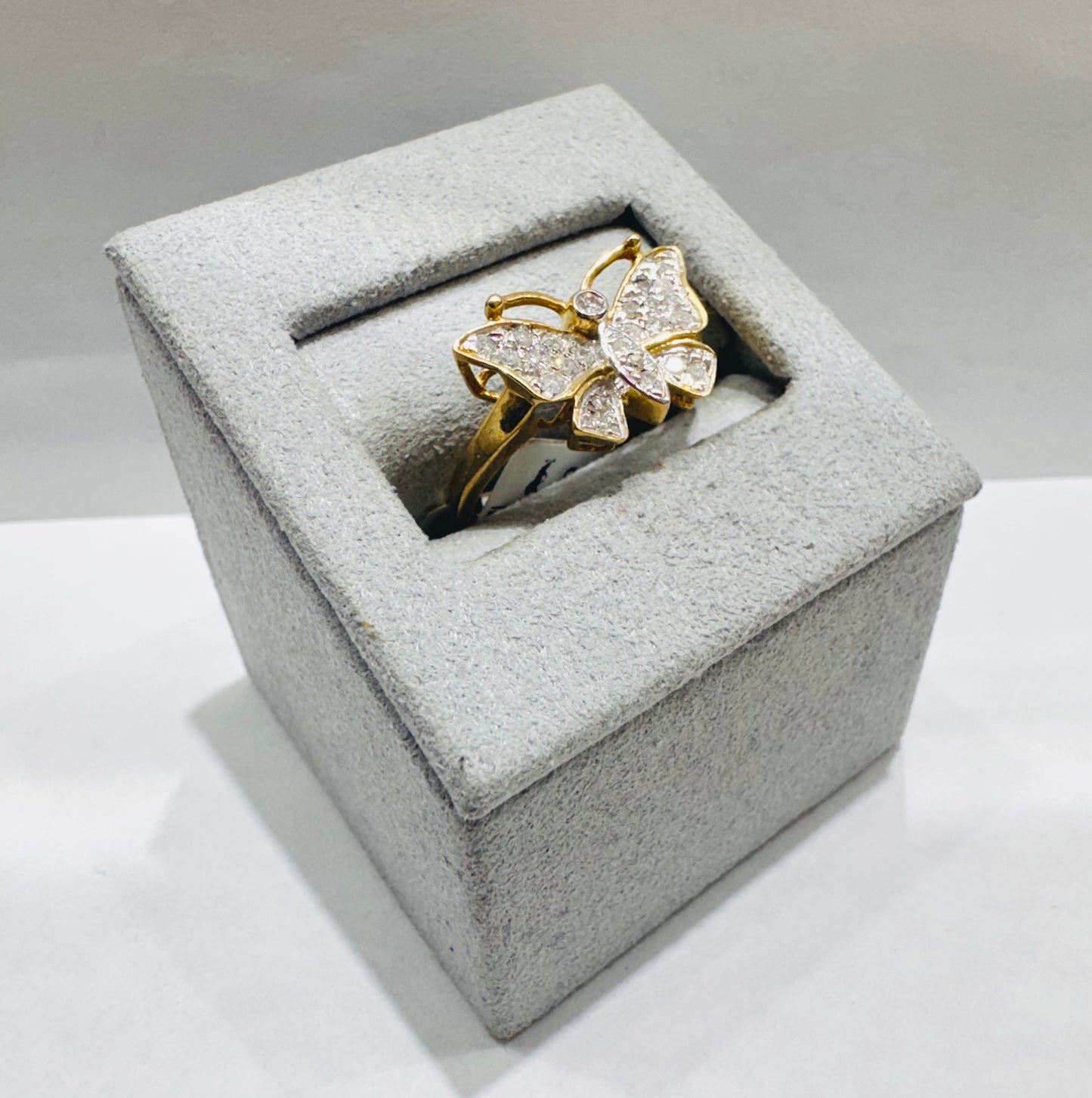10K GOLD NATURAL DIAMOND BUTTERFLY RING 0.28CT, SIZE: 7