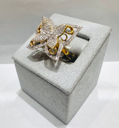 10K GOLD NATURAL DIAMOND BUTTERFLY RING 0.80CT, SIZE: 7