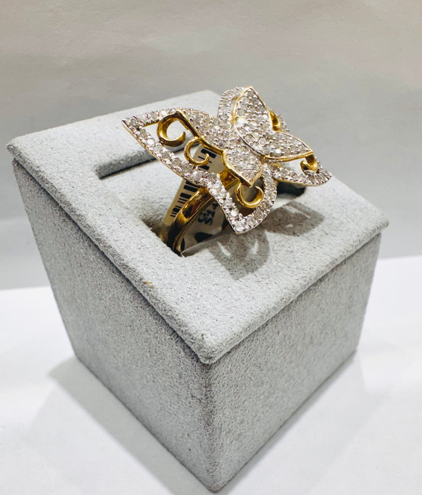 10K GOLD NATURAL DIAMOND BUTTERFLY RING 0.80CT, SIZE: 7