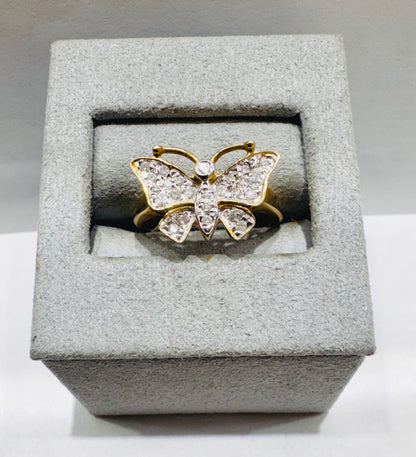 10K GOLD NATURAL DIAMOND BUTTERFLY RING 0.28CT, SIZE: 7