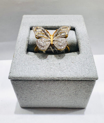 10K GOLD NATURAL DIAMOND BUTTERFLY RING 0.30CT, SIZE: 7