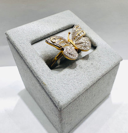 10K GOLD NATURAL DIAMOND BUTTERFLY RING 0.30CT, SIZE: 7
