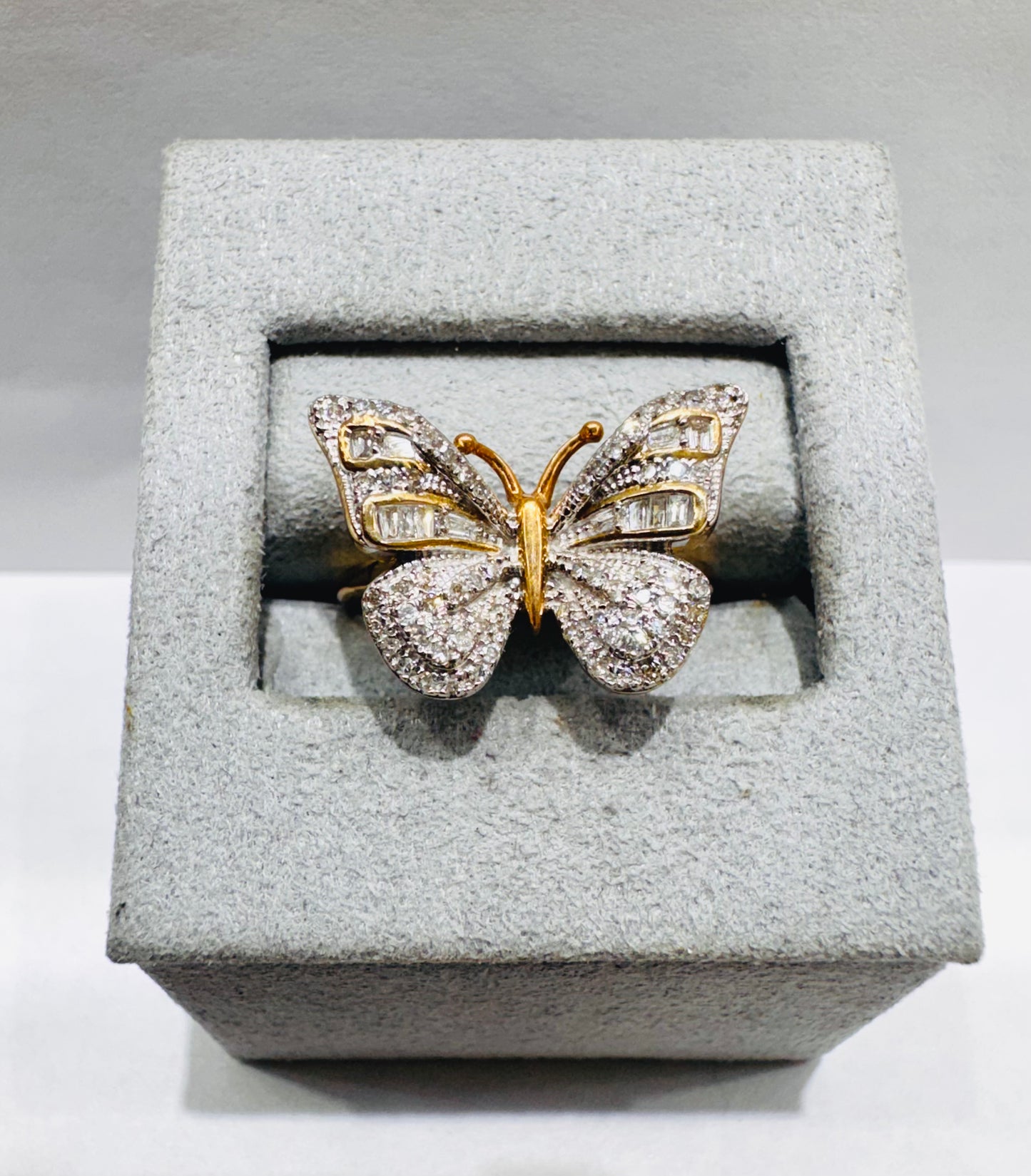 10K GOLD NATURAL DIAMOND BUTTERFLY RING 0.30CT, SIZE: 7