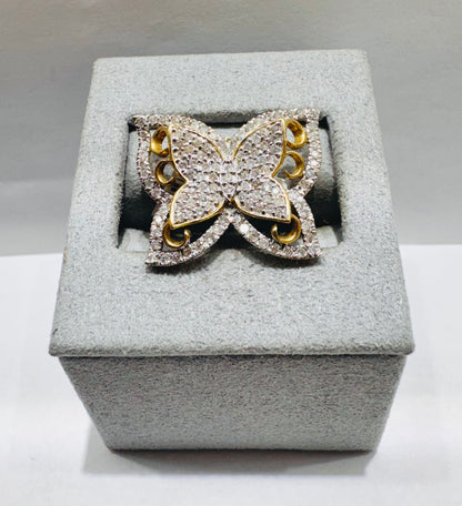 10K GOLD NATURAL DIAMOND BUTTERFLY RING 0.80CT, SIZE: 7