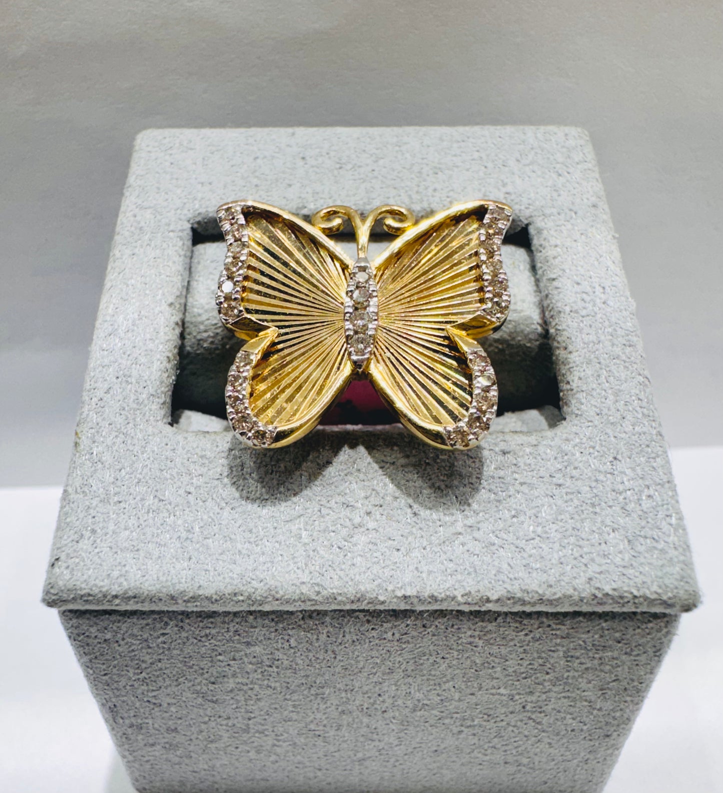 10K GOLD NATURAL DIAMOND BUTTERFLY RING 0.25CT, SIZE: 7