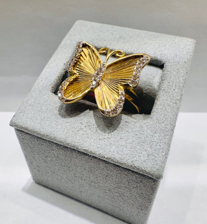10K GOLD NATURAL DIAMOND BUTTERFLY RING 0.25CT, SIZE: 7