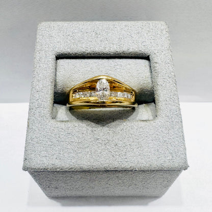 14K GOLD NATURAL DIAMOND RING 1.CT, SIZE: 7