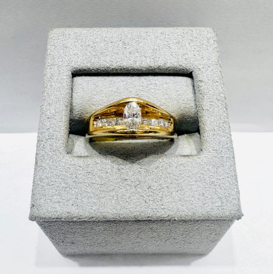 14K GOLD NATURAL DIAMOND RING 1.CT, SIZE: 7