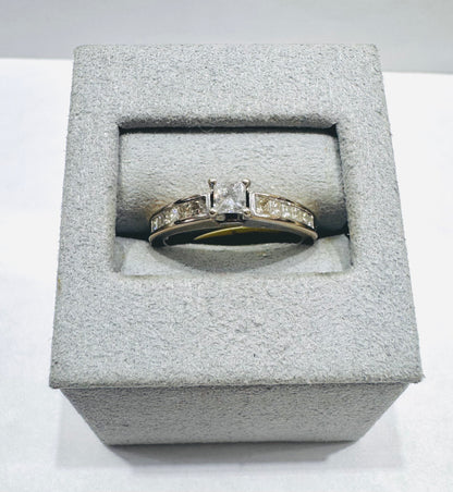 14K WHITE GOLD NATURAL DIAMOND RING 0.50CT, SIZE:  7.5