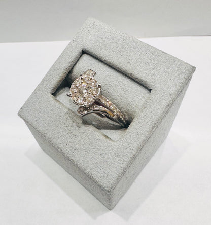 14K WHITE GOLD NATURAL DIAMOND RING 1.15CT, SIZE: 7