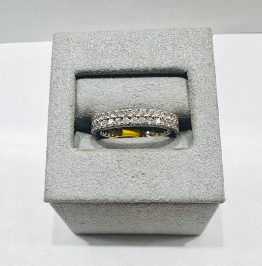 14K WHITE GOLD NATURAL DIAMOND WEDDING BAND 1.50CT, SIZE: 6